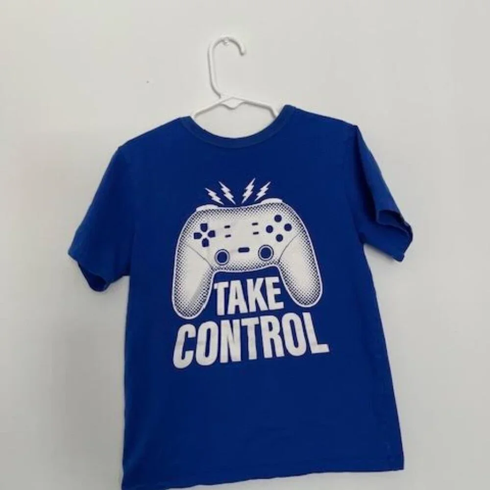 Boy's Children's Place Blue Take Control Gamer Graphic Tee Size 5/6 Blue cotton